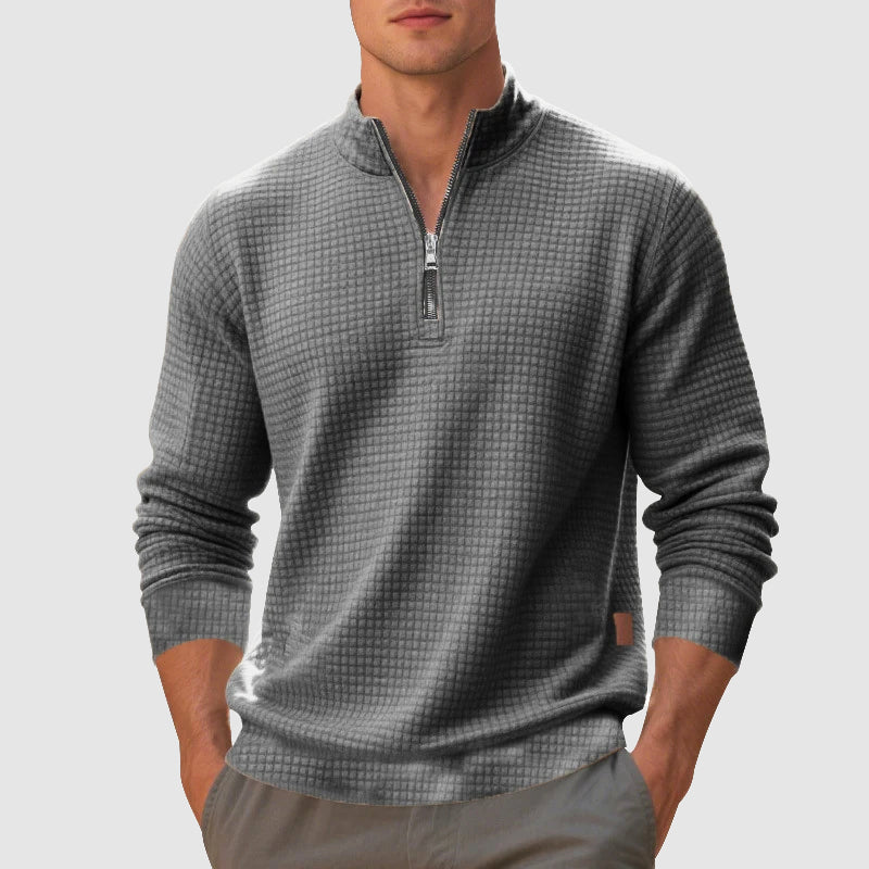 Classic Fit Quarter Zip Fleece Sweatshirt - Nocini
