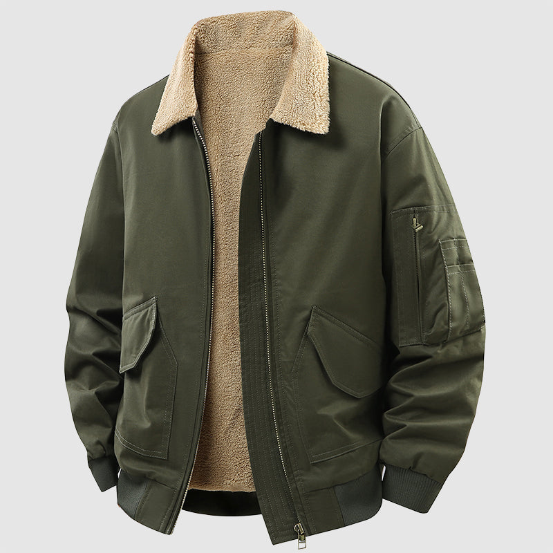 Warm Shearling Lined Zip Up Jacket