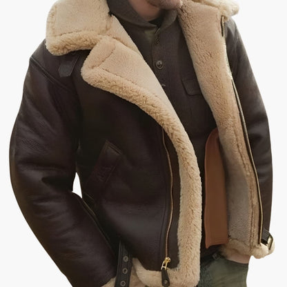 Men's Classic Bomber Jacket with Fur Collar