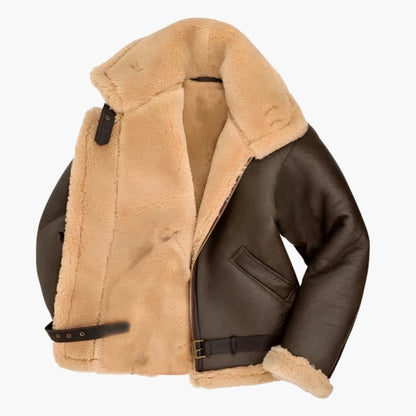 Men's Classic Bomber Jacket with Fur Collar