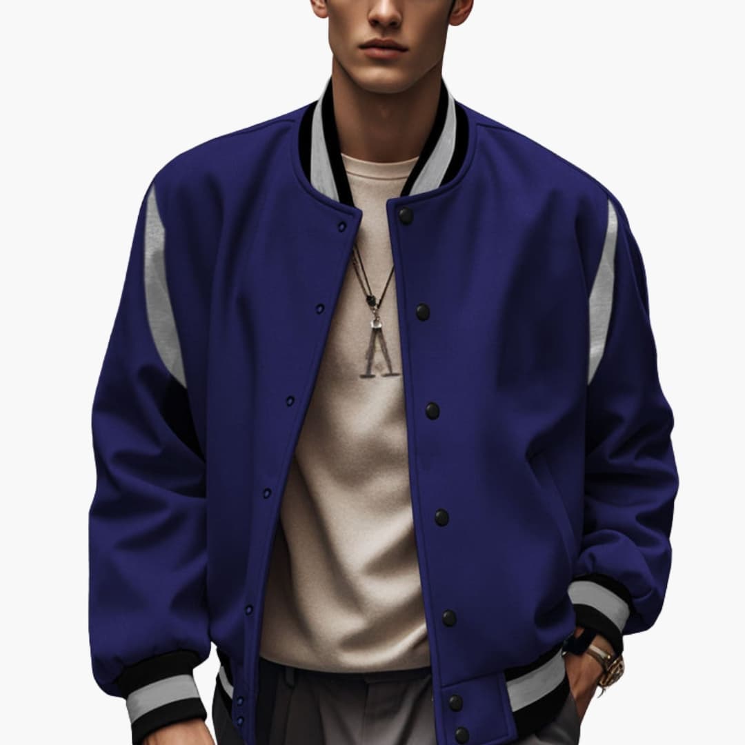Men's Classic Flight Jacket with Button Front - Olytrend