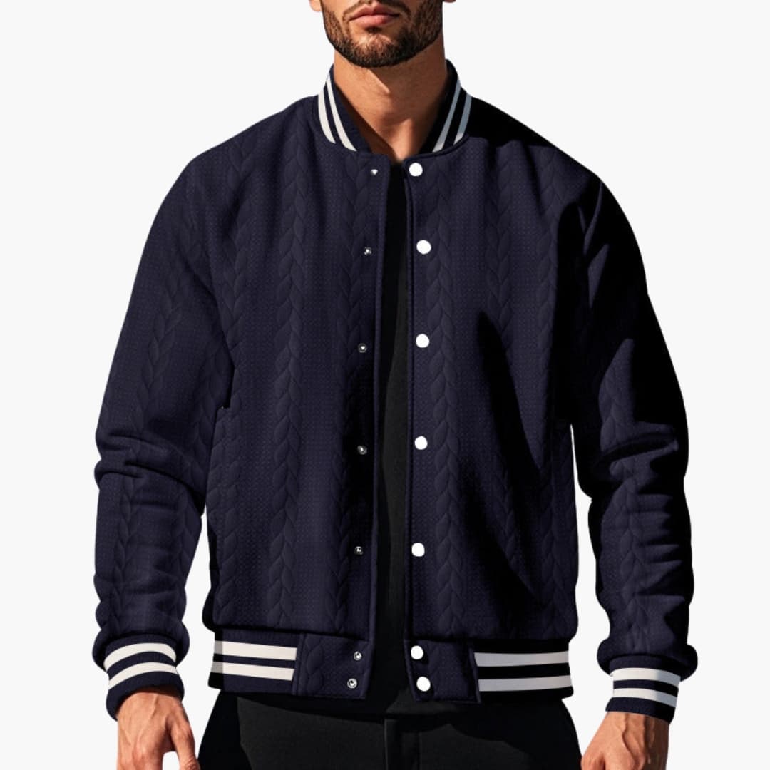 Men's Casual Zip Bomber Jacket with Quilted Texture - Olytrend
