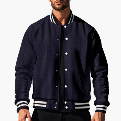 Men's Casual Zip Bomber Jacket with Quilted Texture - Olytrend