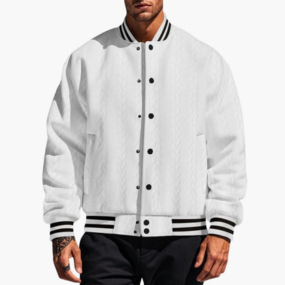 Men's Casual Zip Bomber Jacket with Quilted Texture