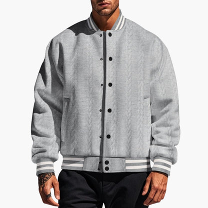 Men's Casual Zip Bomber Jacket with Quilted Texture