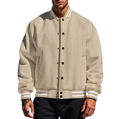Men's Casual Zip Bomber Jacket with Quilted Texture