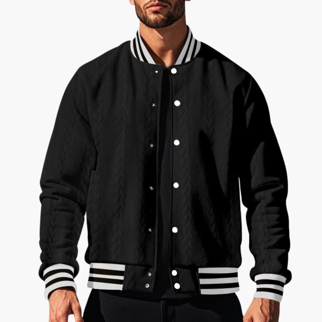 Men's Casual Zip Bomber Jacket with Quilted Texture