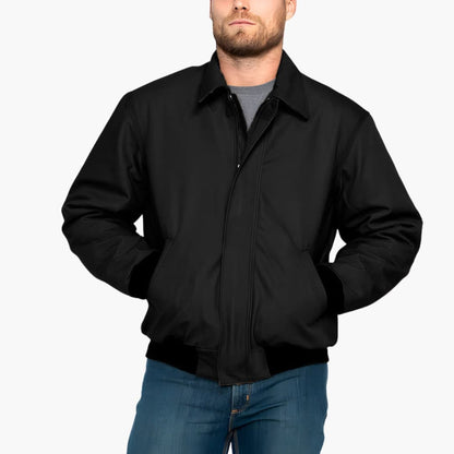 Men's Classic Zip Jacket with Elastic Cuffs and Pockets