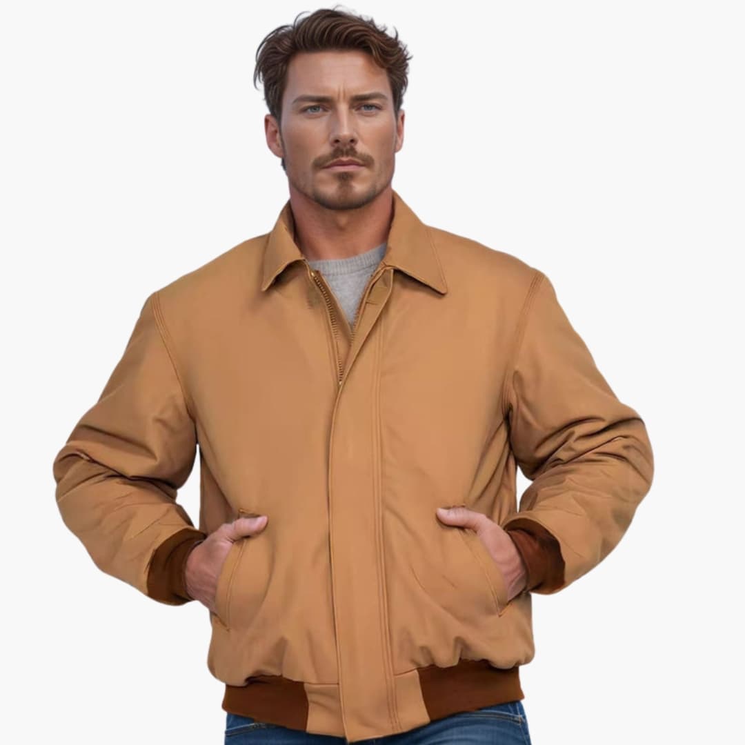 Men's Classic Zip Jacket with Elastic Cuffs and Pockets - Olytrend