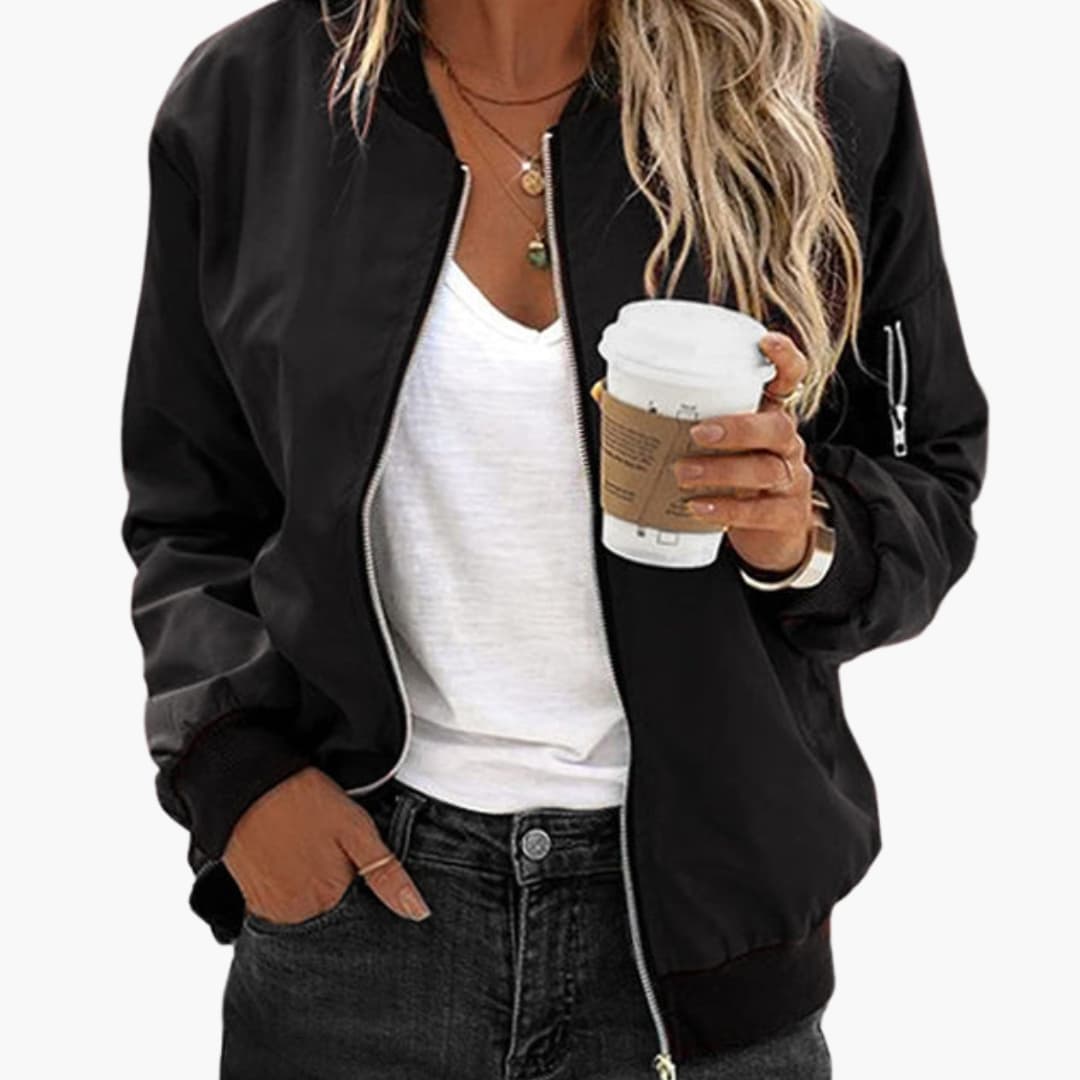 Men's Casual Zip Up Ribbed Sleeve Jacket