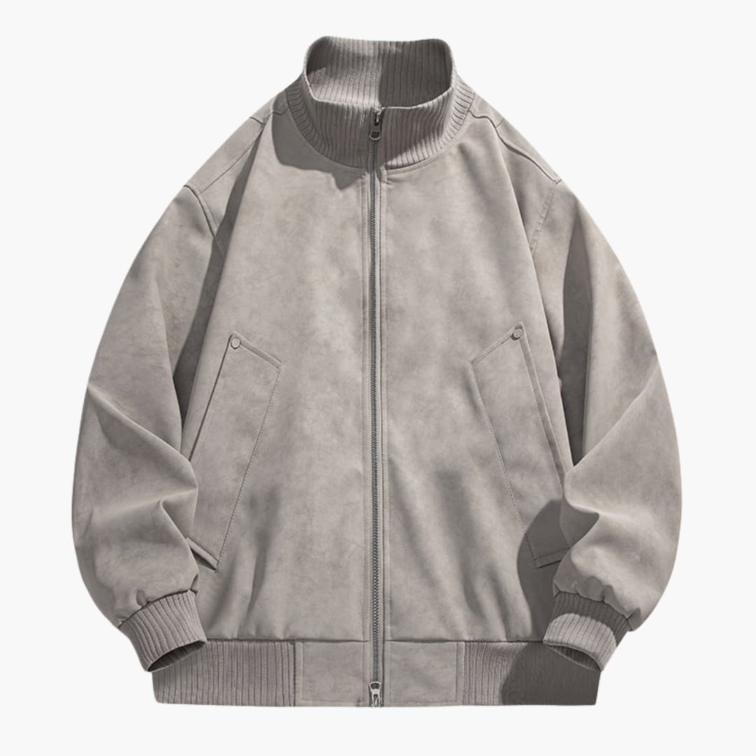 Men's Zip Up Bomber Jacket with Elastic Sleeves