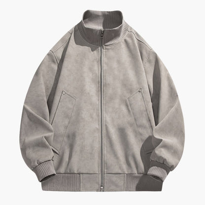 Men's Zip Up Bomber Jacket with Elastic Sleeves