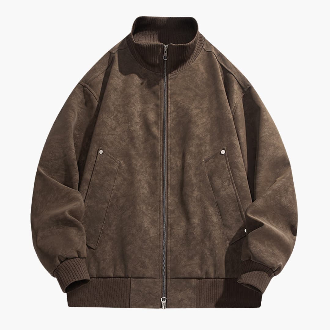 Men's Zip Up Bomber Jacket with Elastic Sleeves