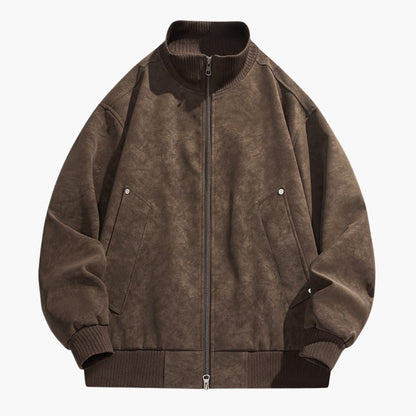 Men's Zip Up Bomber Jacket with Elastic Sleeves