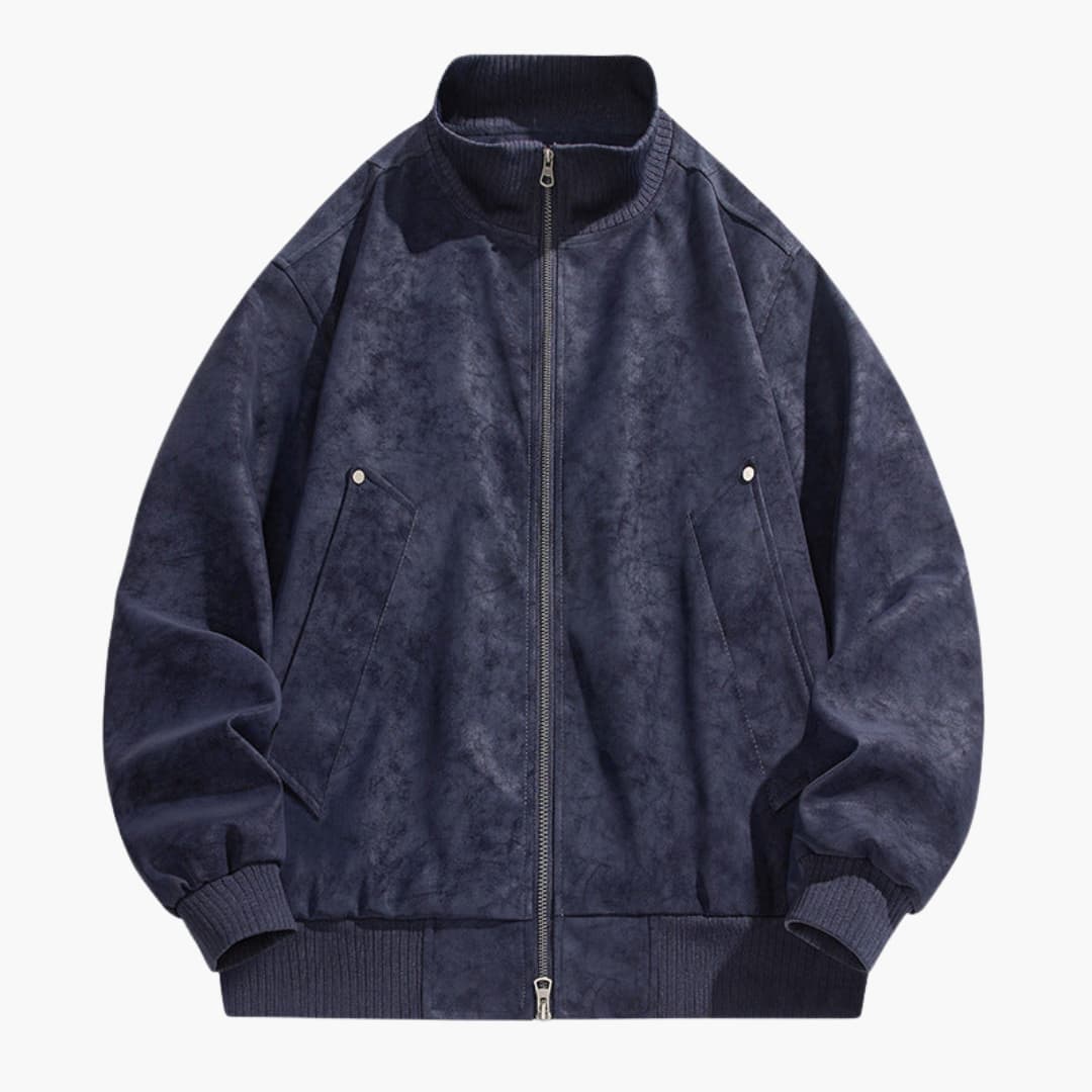 Men's Zip Up Bomber Jacket with Elastic Sleeves - Olytrend