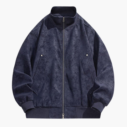 Men's Zip Up Bomber Jacket with Elastic Sleeves - Olytrend