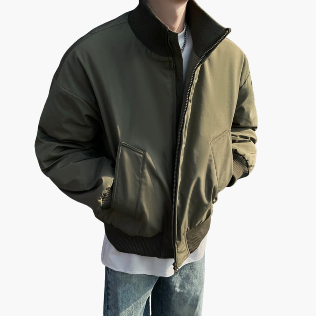 Men's Classic Flight Jacket with Pockets - Olytrend