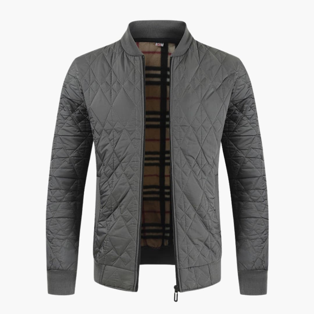 Warm Padded Mens Bomber Jacket with Plaid Lining