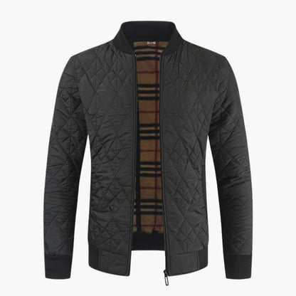 Warm Padded Mens Bomber Jacket with Plaid Lining
