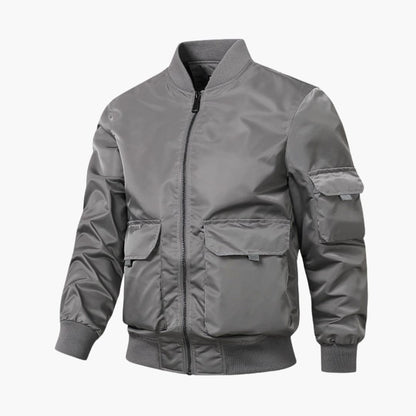 Men's Casual Bomber Coat with Side Pockets and Stretch Cuffs