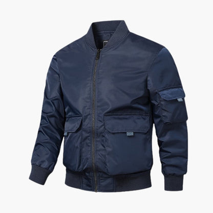 Men's Casual Bomber Coat with Side Pockets and Stretch Cuffs - Olytrend