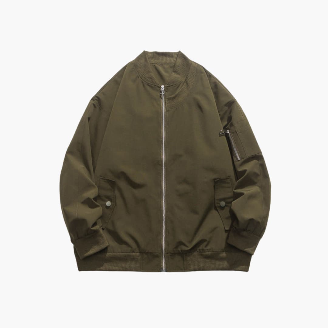 Classic Men's Zip Up Leather Jacket - Olytrend