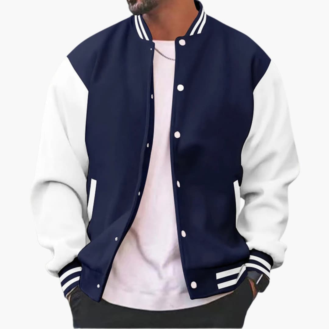 Men's Classic Snap Button Jacket with Multiple Pockets