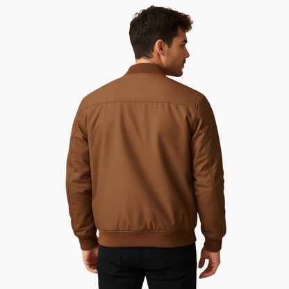 Men's Zip Up Ribbed Sleeve Bomber Jacket