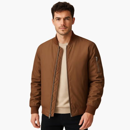 Men's Zip Up Ribbed Sleeve Bomber Jacket - Olytrend