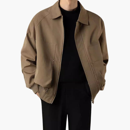Men's Zip Up Flight Jacket with Elastic Cuff