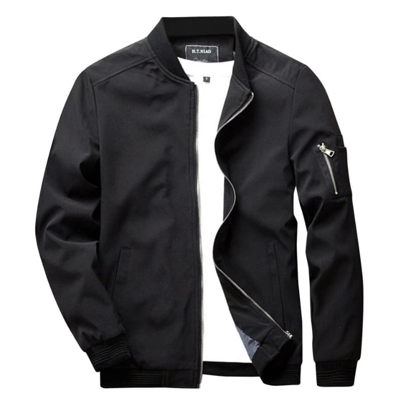 Men's Classic Zip Up Jacket with Ribbed Cuff