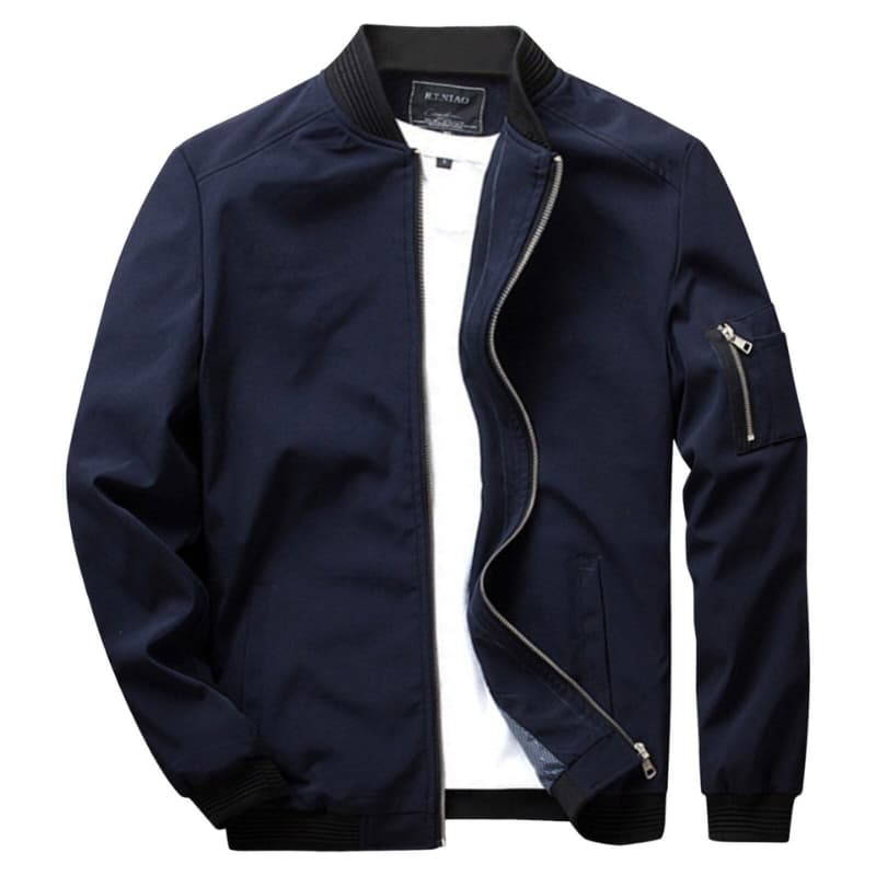 Men's Classic Zip Up Jacket with Ribbed Cuff