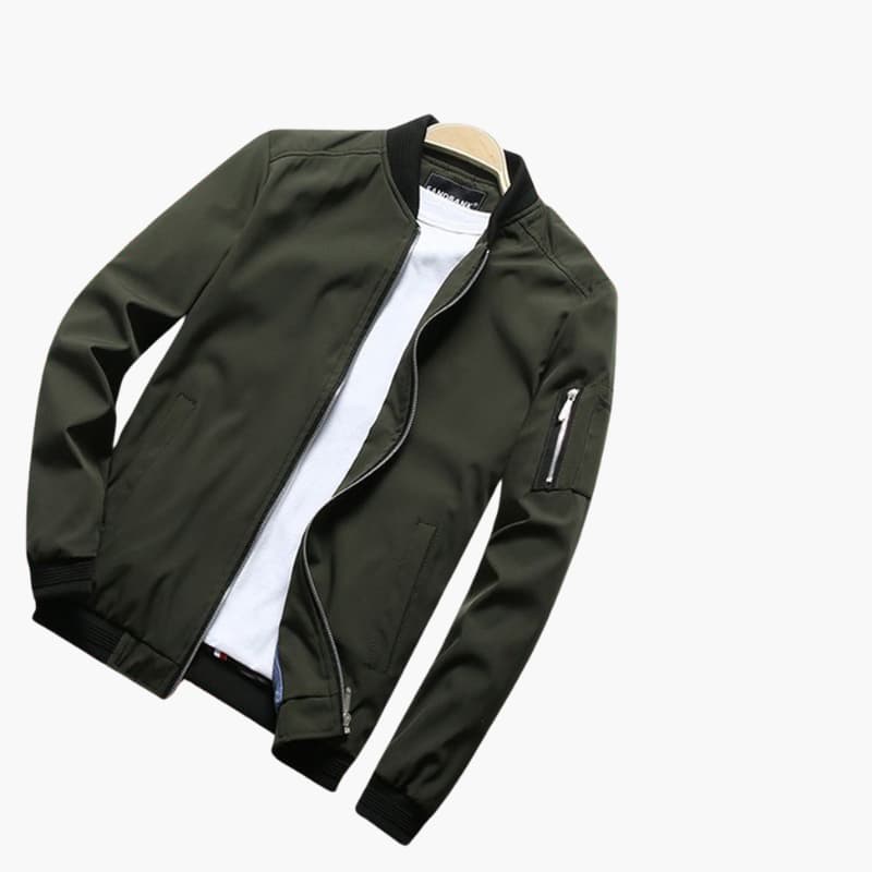 Men's Classic Zip Up Jacket with Ribbed Cuff