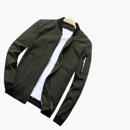 Men's Classic Zip Up Jacket with Ribbed Cuff