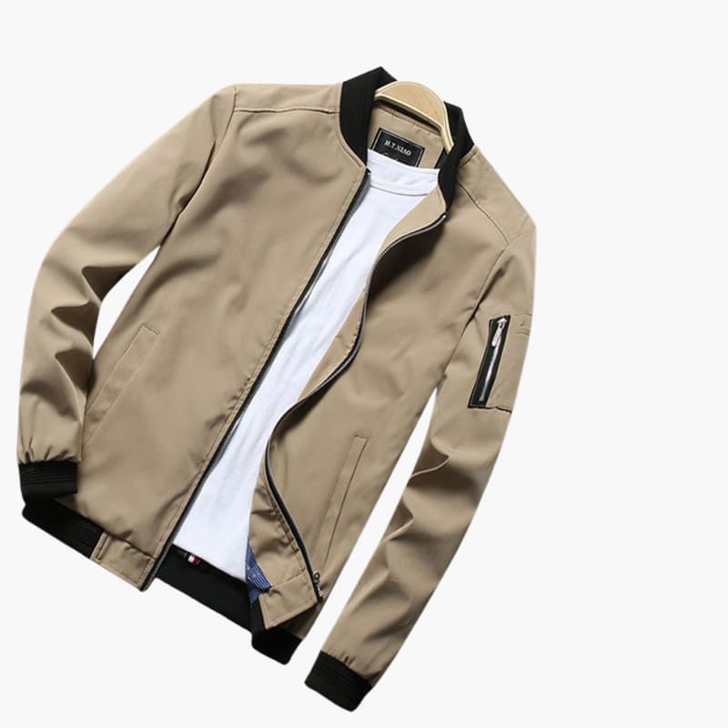 Men's Classic Zip Up Jacket with Ribbed Cuff