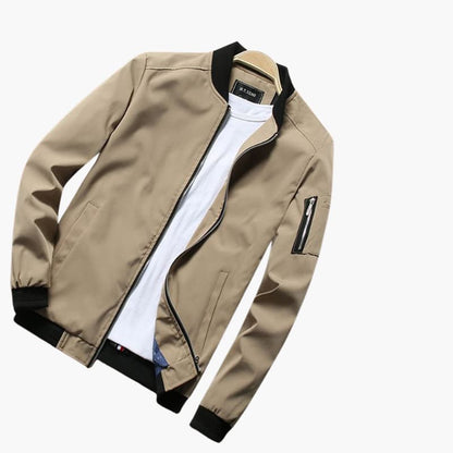 Men's Classic Zip Up Jacket with Ribbed Cuff