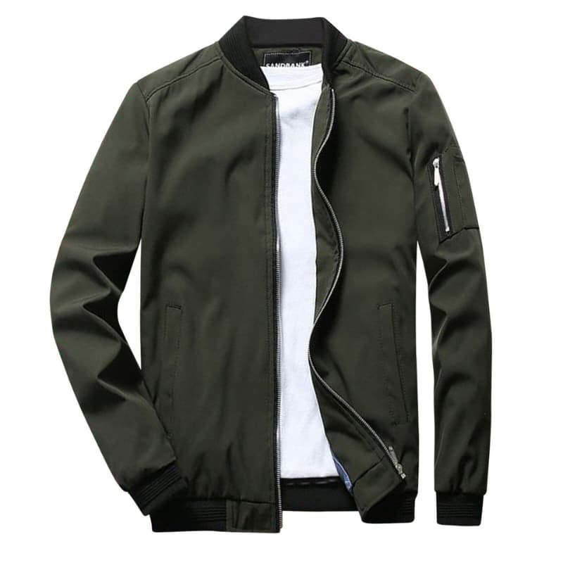 Men's Classic Zip Up Jacket with Ribbed Cuff