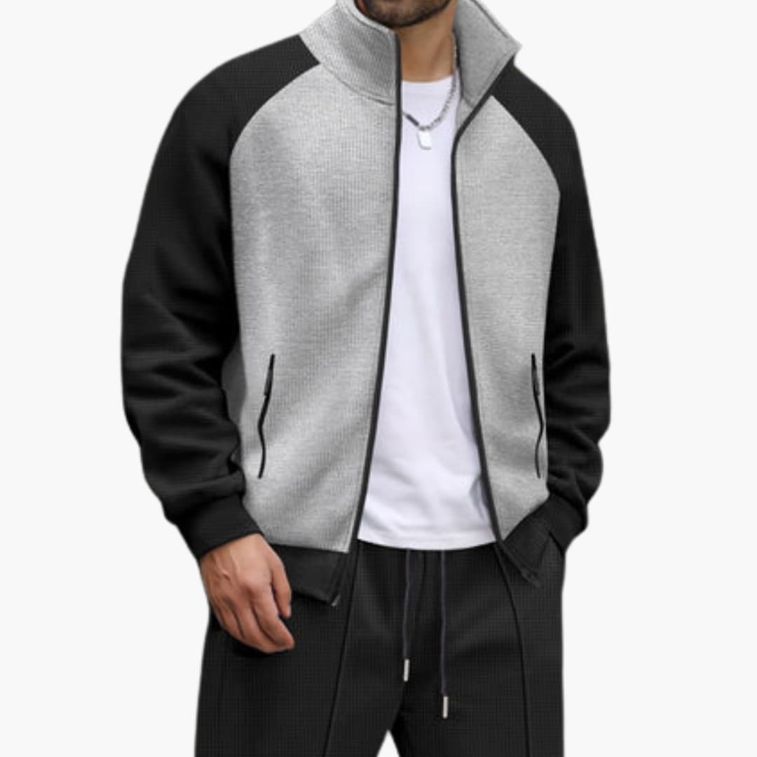 Men's Zipper Jacket with Pockets and Fleece Lining - Olytrend