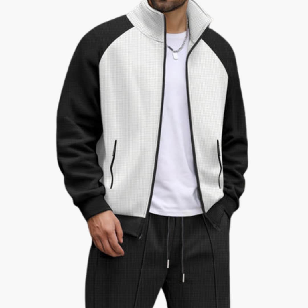 Men's Zipper Jacket with Pockets and Fleece Lining