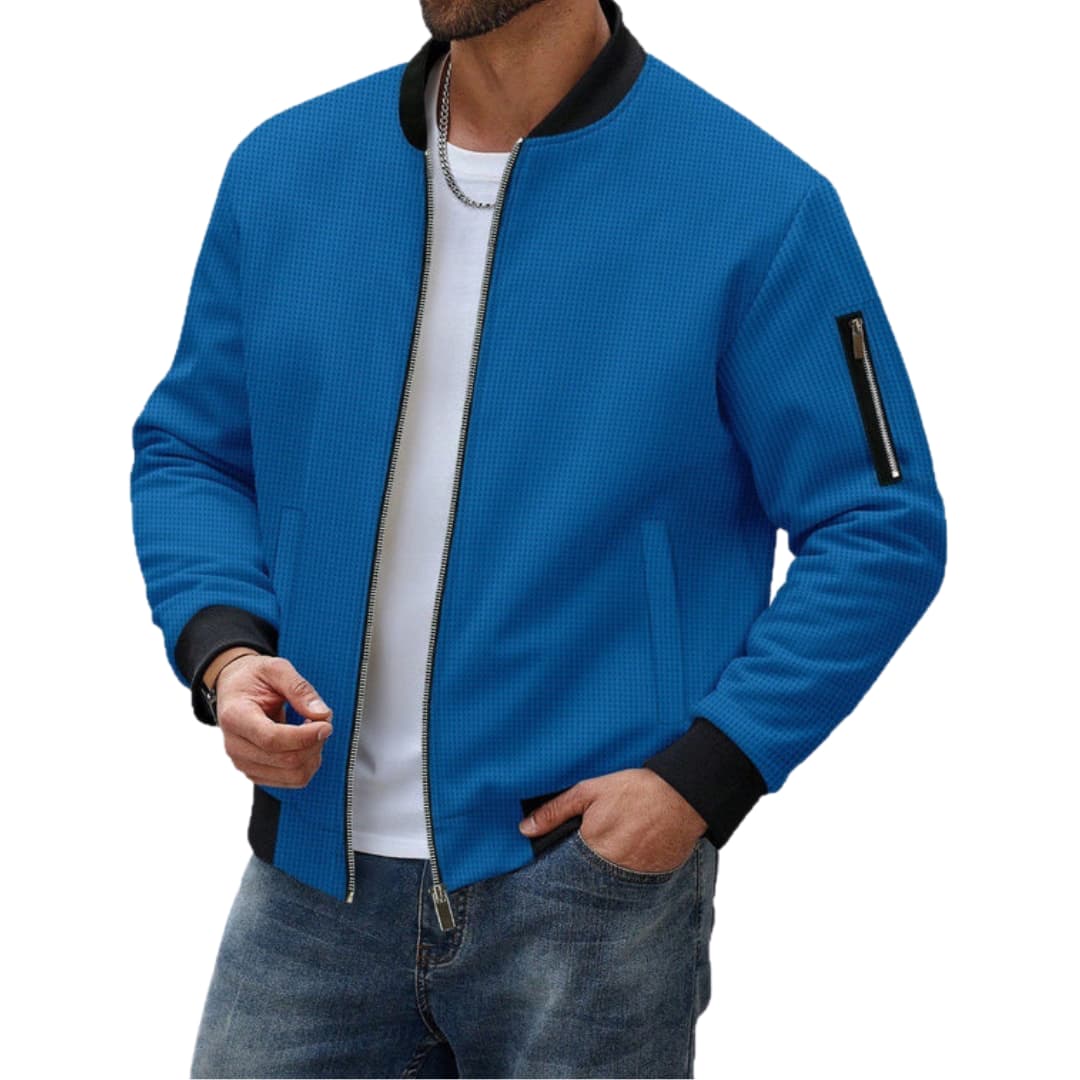 Men's Zip Up Sports Jacket with Elastic Sleeves