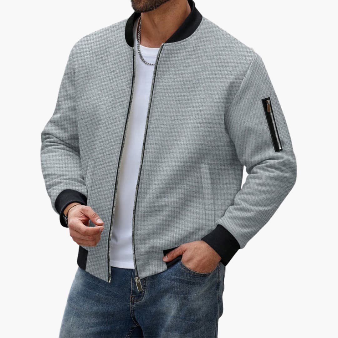 Men's Zip Up Sports Jacket with Elastic Sleeves