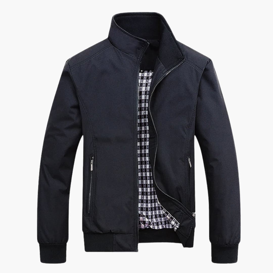 Men's Zip Up Bomber Coat with Side Pockets - Olytrend