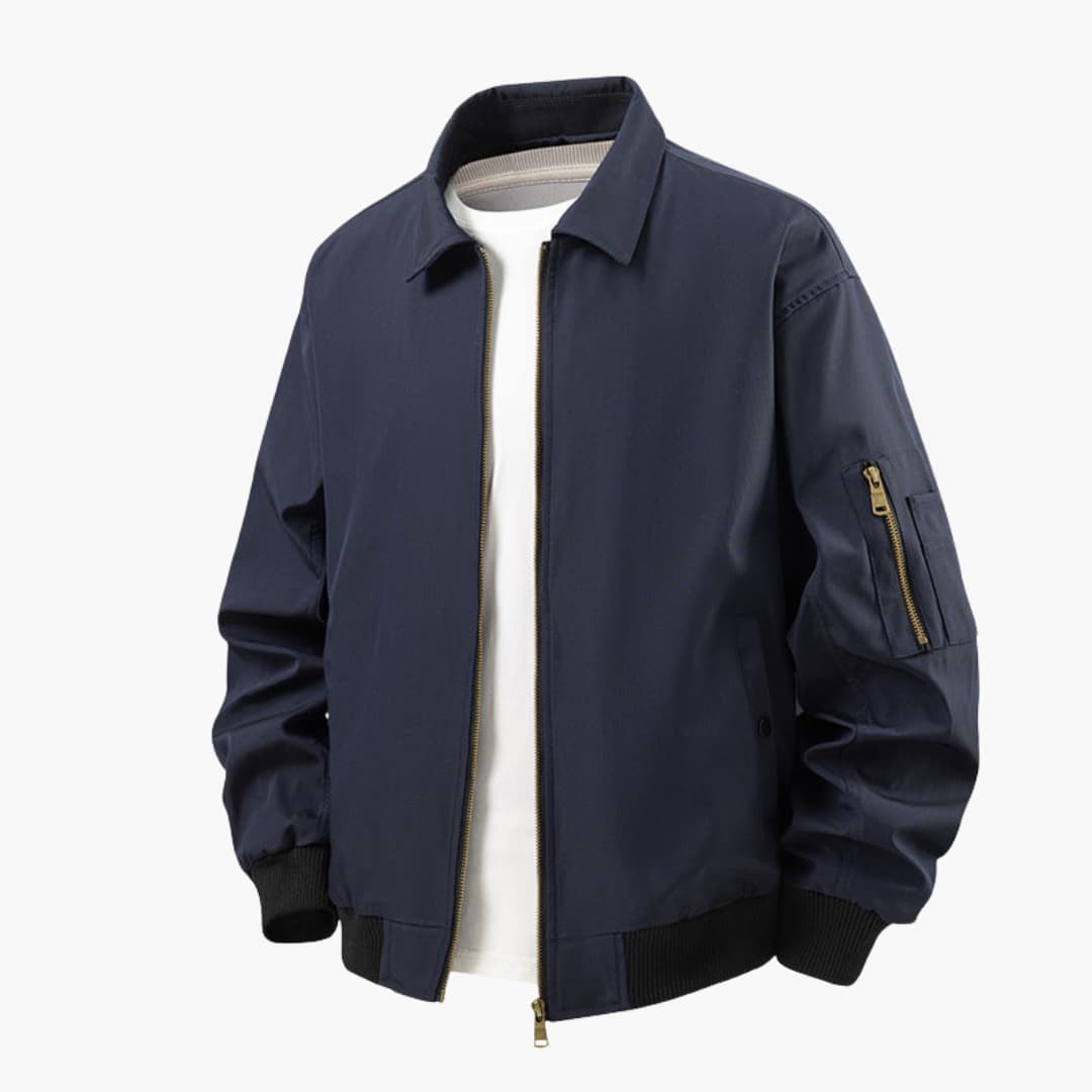 Men's Zip Up Jacket with Pockets and Fleece Lining - Olytrend