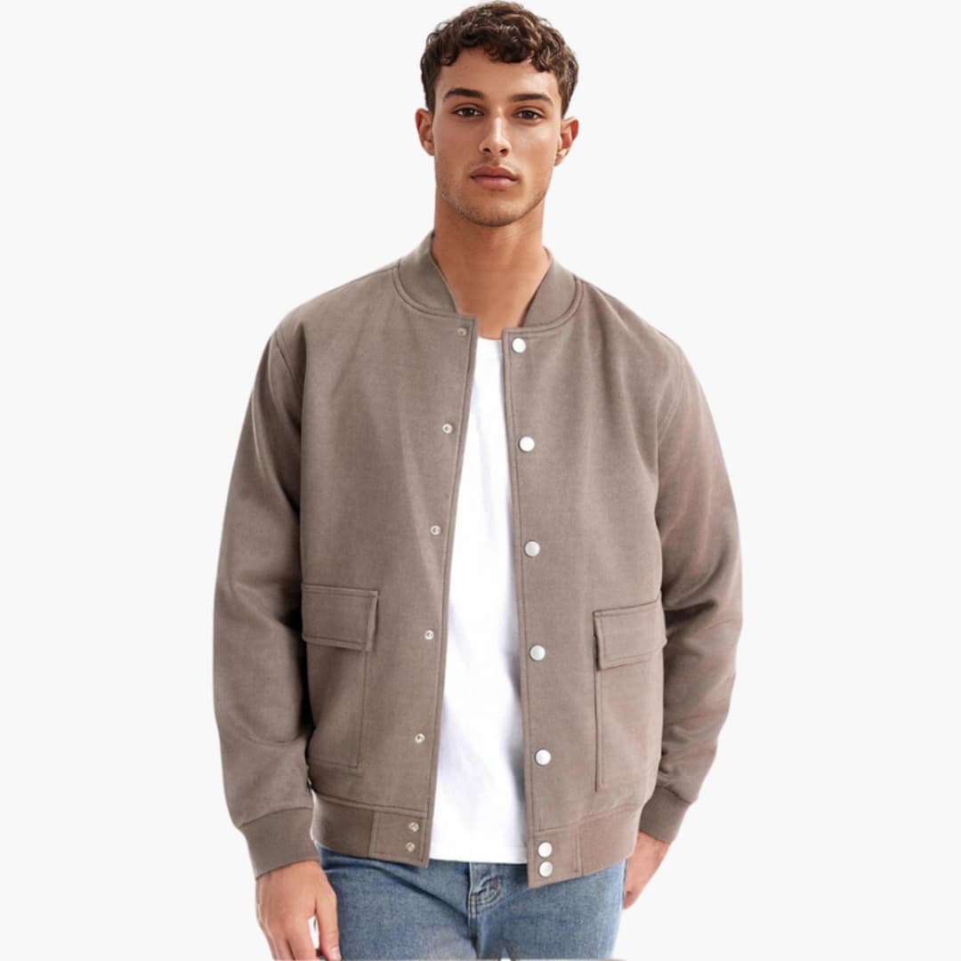Classic Mens Ribbed Hem Bomber Jacket - Olytrend