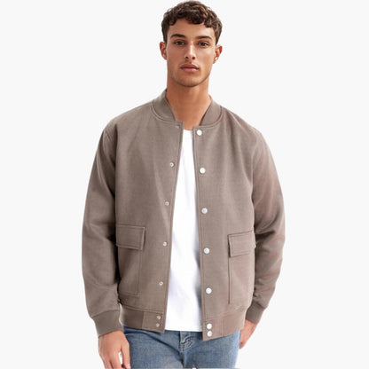 Classic Mens Ribbed Hem Bomber Jacket - Olytrend