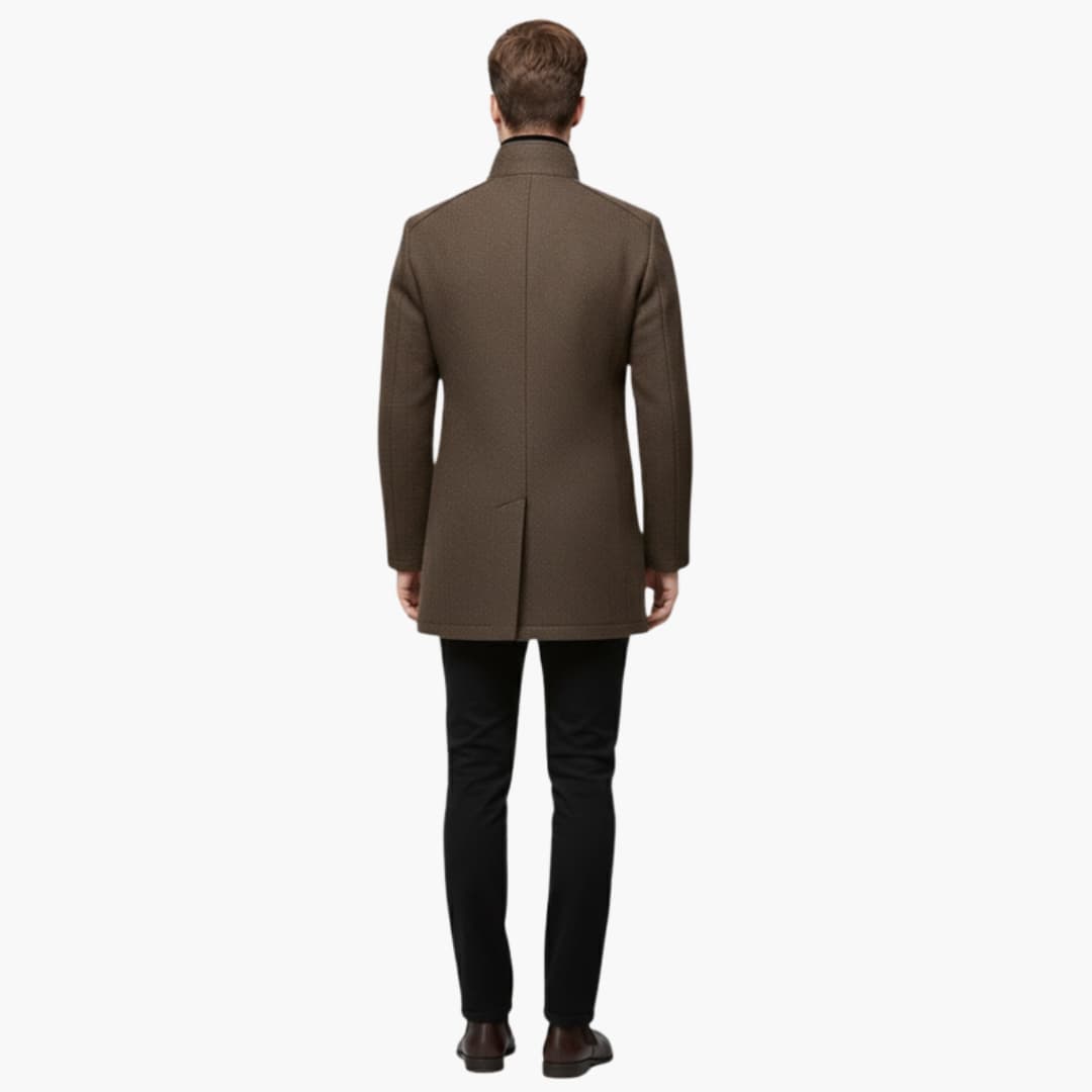 Warm Quilted Men's Winter Coat with High Collar