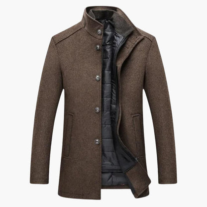 Warm Quilted Men's Winter Coat with High Collar - Olytrend