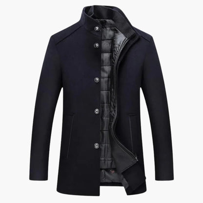 Warm Quilted Men's Winter Coat with High Collar