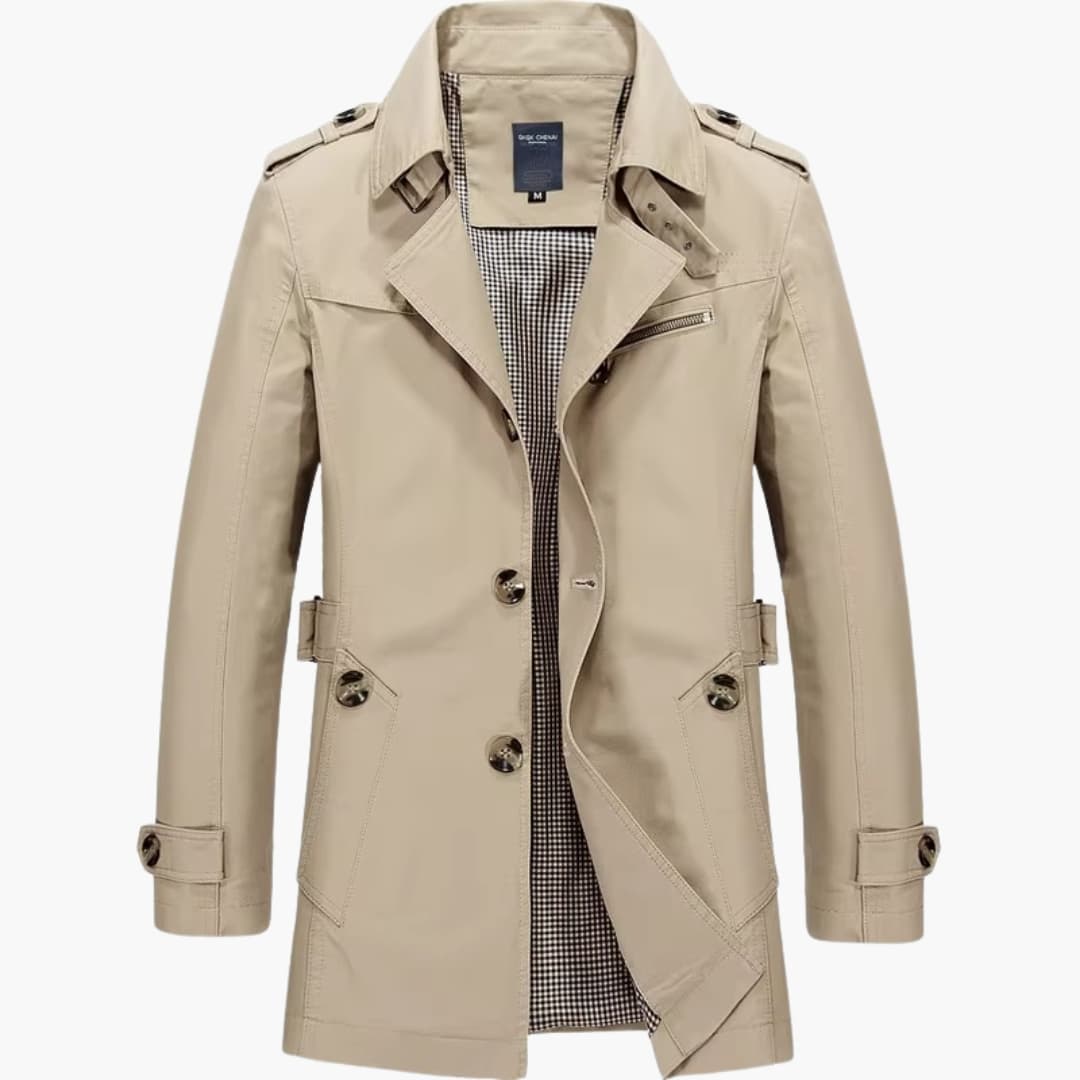 Classic Double Breasted Long Sleeve Trench Coat