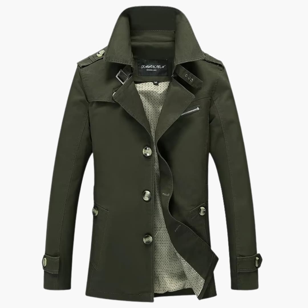 Classic Double Breasted Long Sleeve Trench Coat